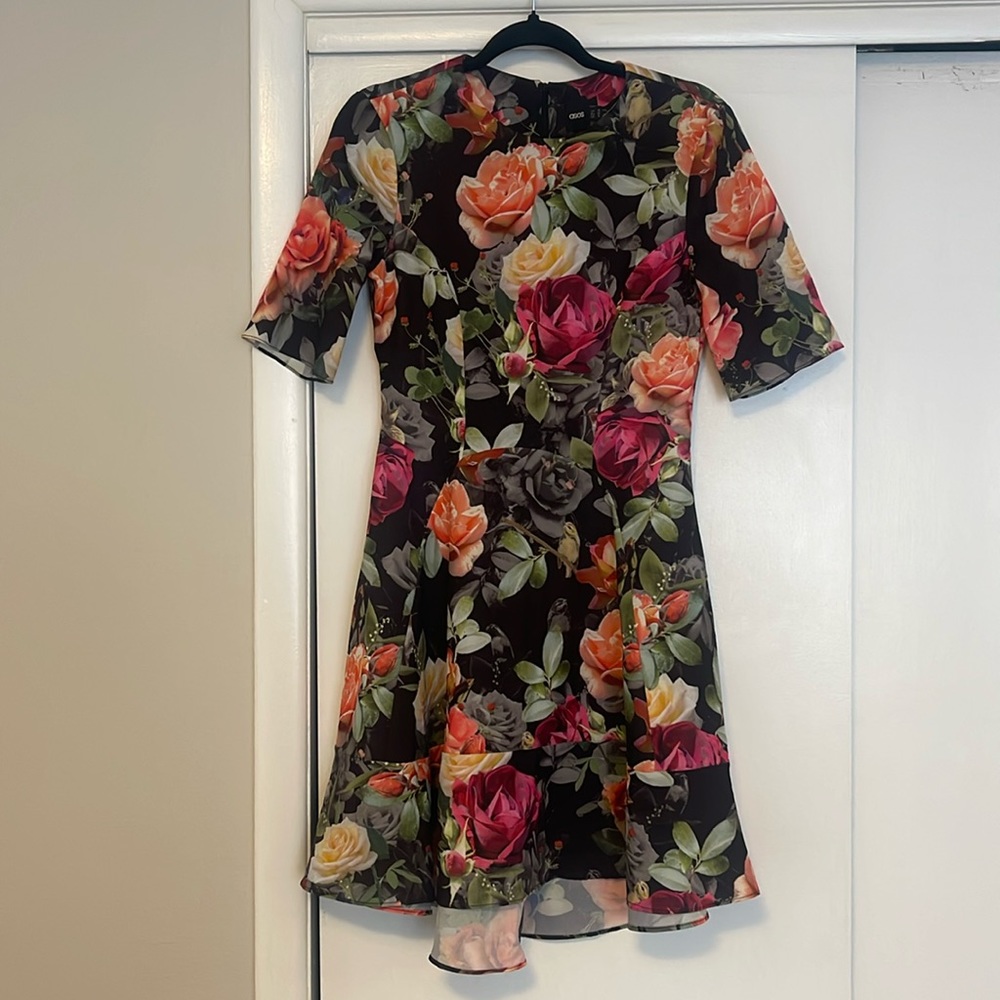 ASOS Black Ruffle Hem Floral Dress